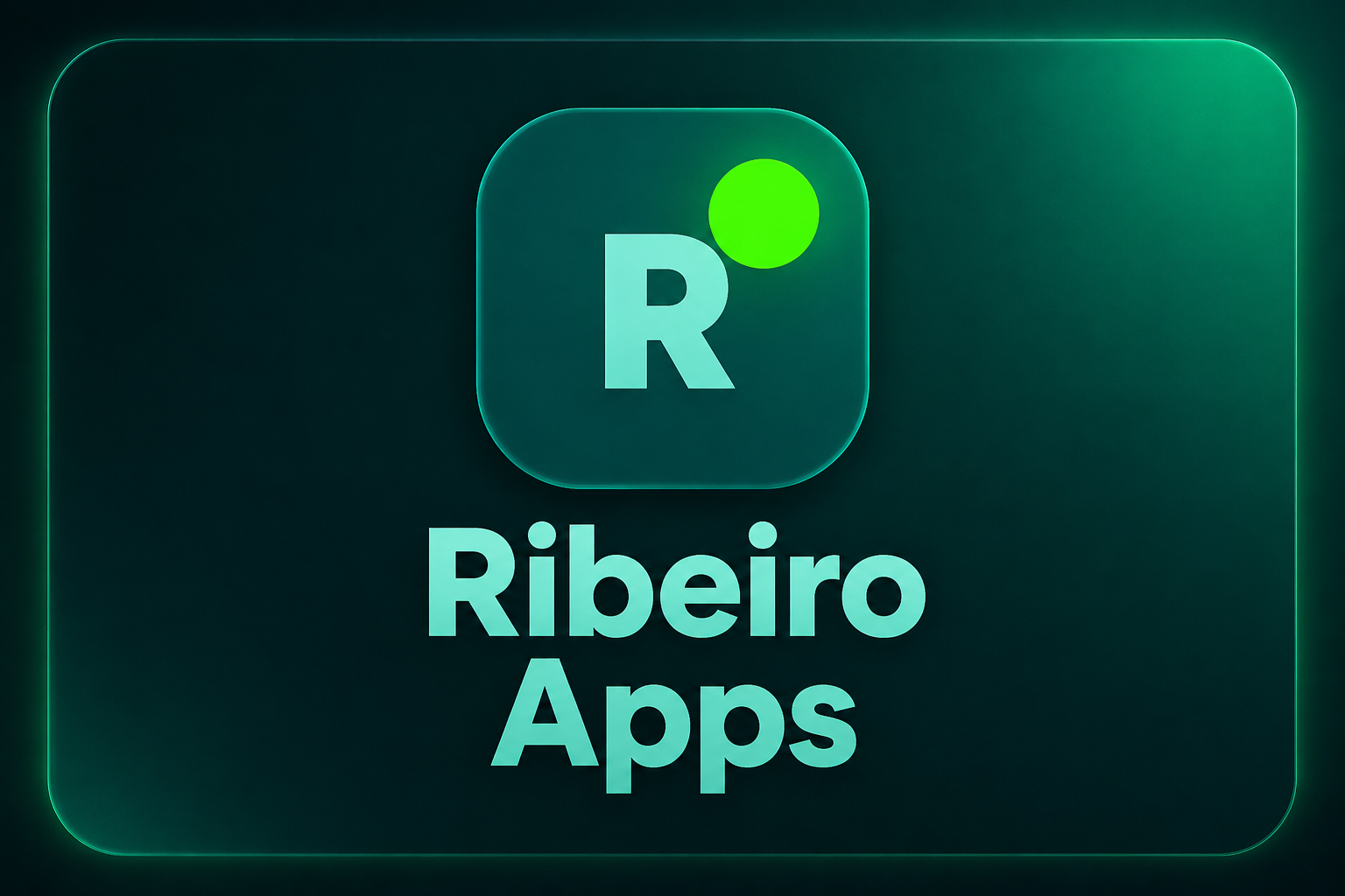 Identidade visual Ribeiro Apps com logotipo R e ponto verde